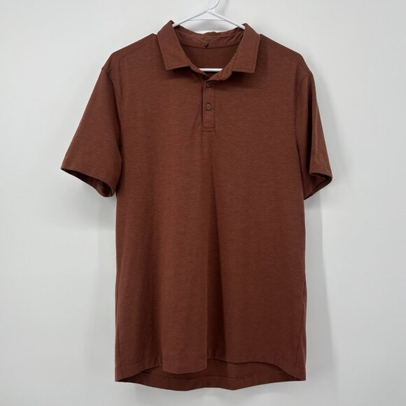 lululemon athletica Other - Lululemon Evolution Polo Shirt Men Medium Orange Brown Stretch Short Sleeve Logo